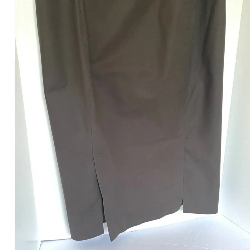 LAFAYETTE 148 Pencil Skirt 12 Khaki Green Straight Cotton Twill Stretch BackVent